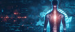 © Fernando - Glowing blue spine and nervous system on a dark blue background