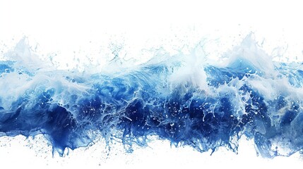 Wall Mural - vibrant blue water wave with detailed splash isolated on clean white background