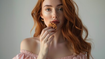 Canvas Print - The woman eating cookie