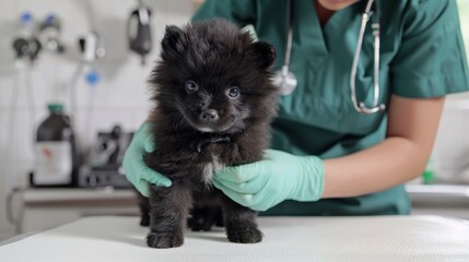 Wall Mural - The Cute Puppy at Vet