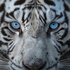 Canvas Print - Big eyes. Blue eyes of a white tiger close-up.