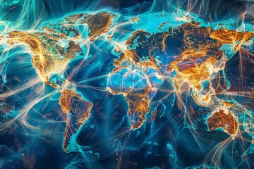 Global trade network mapping. essential routes and logistics for efficient supply chain management
