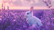 © Nata - A white rabbit is standing in a field of purple flowers. The scene is peaceful and serene, with the rabbit being the only living creature in the field. The purple flowers create a calming atmosphere