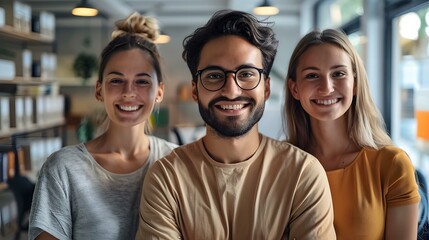 Poster - Portrait of a multiethnic group of young professionals smiling at the camera