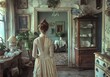© duyina1990 - Vintage Interior Decor with a Woman in a White Dress Standing in the Room