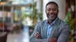 © Wiseman - successful smiling cheerful african american businessman executive stylish company leader .stock photo