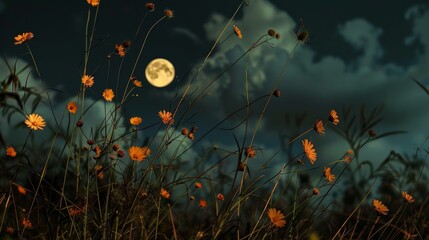 Canvas Print - wildflowers blooming under the new moon in cavalcante, brazil's serene landscapes