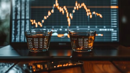 Poster - stock exchange economic graphs and diagrams business and financial principles and reports .stock illustration