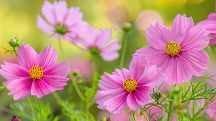 Poster - Pink Cosmos Flower in Full Bloom in the Garden