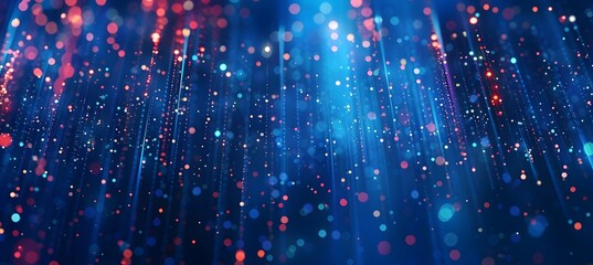 Poster - Abstract dark blue background with glowing digital connections and lines, futuristic technology concept banner 
