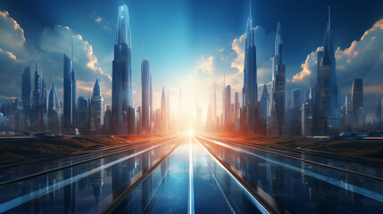 Wall Mural - futuristic city