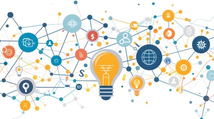 Poster - An interconnected network of organizations, individuals, and resources depicted as a vibrant ecosystem, nurturing innovation and driving economic growth