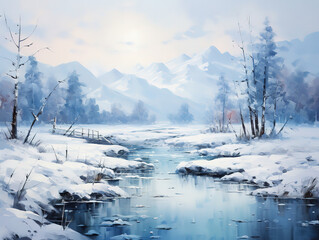 Wall Mural - Winter Wonderland, Snowy Landscapes