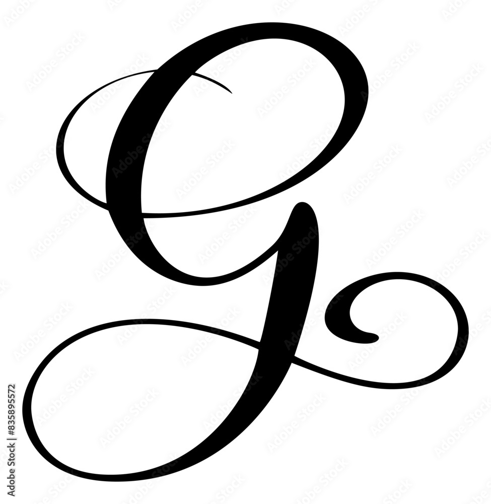 Hand drawn vector calligraphy letter G. Script font logo. Handwritten ...