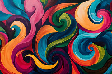 vibrant swirls evoke joy and energy with bold hues. generative ai