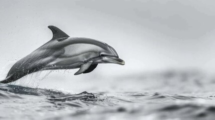 Poster - A dolphin performing a high-speed leap out of the water, showcasing its athletic prowess and agility in its natural habitat.