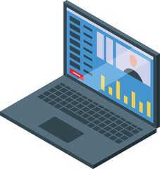 Poster - Illustration of an open laptop displaying colorful charts, graphs for business analytics