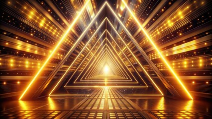 Wall Mural - Golden stage with a triangular light tunnel.