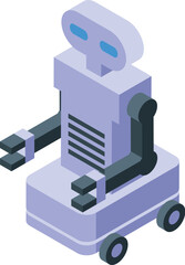 Sticker - Colorful isometric vector illustration of a futuristic wheeled robot, perfect for techthemed designs