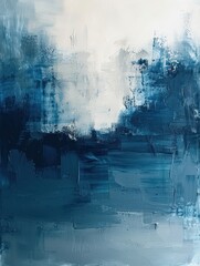 Wall Mural - Abstract blue watercolor painting with gradient shades, modern art background.