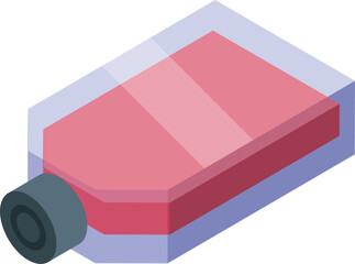 Poster - 3d isometric illustration of a classic pink eraser with a black end, isolated on a white background