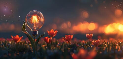 Wall Mural - bulb's glow brings life to backgrounds, shifting from one vibrant shade to another.