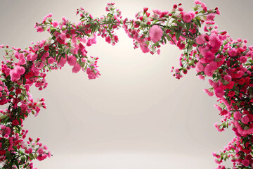 Wall Mural - pink floral frame with abstract for spring card design