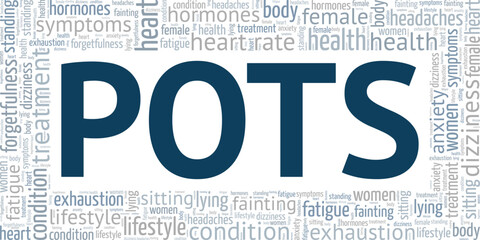 Wall Mural - POTS Postural Orthostatic Tachycardia Syndrome word cloud conceptual design isolated on white background.