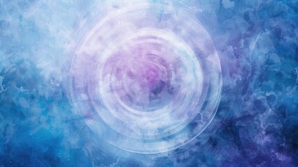 Wall Mural - Pastel watercolor backdrop in shades of blue and purple with a central circular motif creating a gentle and ethereal atmosphere digital artwork spiral design