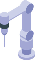 Poster - isometric vector illustration of a robotic arm in a futuristic industrial factory setting with advan