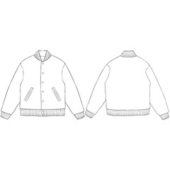 Wall Mural - white varsity bomber jacket mockup illustration