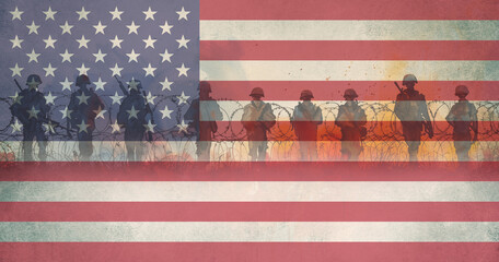 Veterans day, american flag, US soldiers, Memorial Day of the USA, celebrate Independence Day