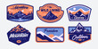 © Ramosh Artworks - mountain adventure hipster logos. Set of Vintage Outdoor mountains Summer Camp badges or Patches. vector emblem designs. Great for shirts, stamps, stickers logos and labels.