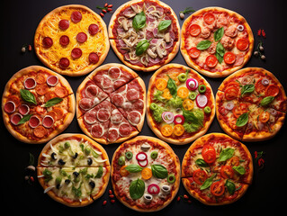 Poster - Pizzas set on the table, top view