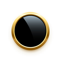 Poster - black round button with golden frame vector illustration. circle 3d glossy elegant design for empty 