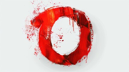 Poster - A single red painted letter O on a plain white background