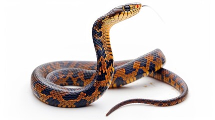 Poster - A close-up of a snake's head and body on a white surface