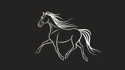 Poster - A simple black and white drawing of a horse