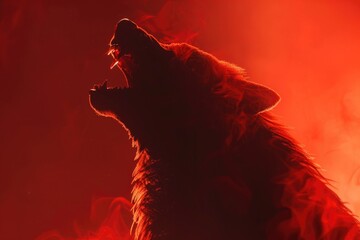 Poster - A close-up shot of a wolf's open mouth, ideal for use in animal-themed designs or illustrations