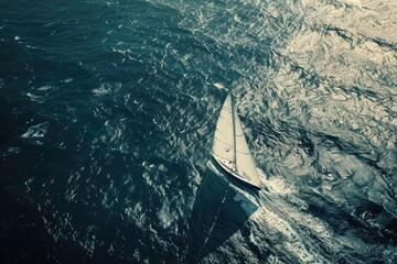 Poster - A sailboat situated in the middle of a body of water, providing a serene atmosphere