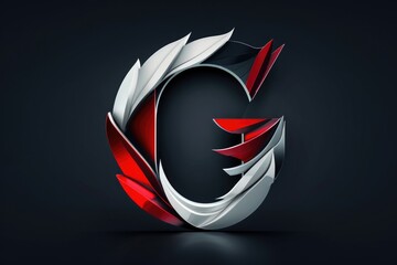 Poster - Simple design featuring a red and white letter C on a black background, suitable for use in branding or graphic designs