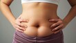 © Archibalttttt - A detailed close-up view of a woman's belly highlighting a fat pad, illustrating the concept of obesity.