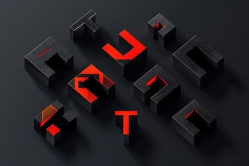 Poster - A set of black cubes with red letters on them, perfect for highlighting important information or creating visual interest