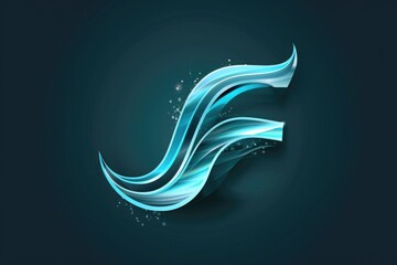 Poster - A blue wave flowing through darkness