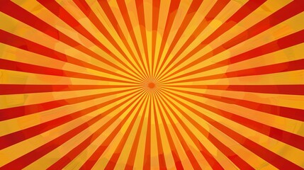 Wall Mural - sunburst or sunbeam orange, yellow and red retro vintage background.
