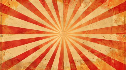 Wall Mural - sunburst or sunbeam orange, yellow and red retro vintage background.