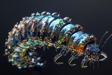 Poster - A close-up shot of a colorful insect sitting on a black background, providing good details of its pattern and texture