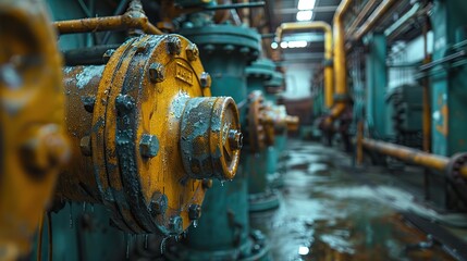 Poster - equipment cables and piping as found inside of a industrial power plant .stock photo