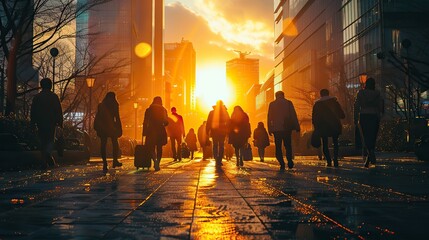 Poster - business people global commuter walking city concept .hight relustion