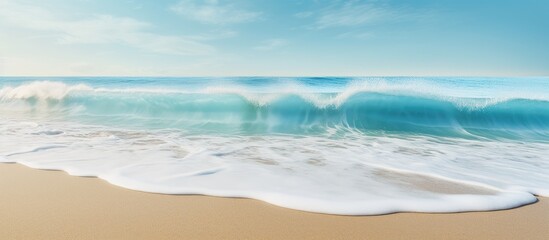 Poster - Close up of the wave and sandy beach. Creative banner. Copyspace image